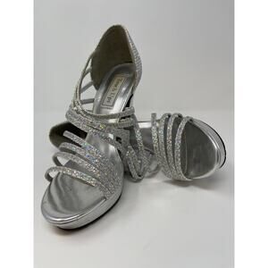 High heels silver open toe